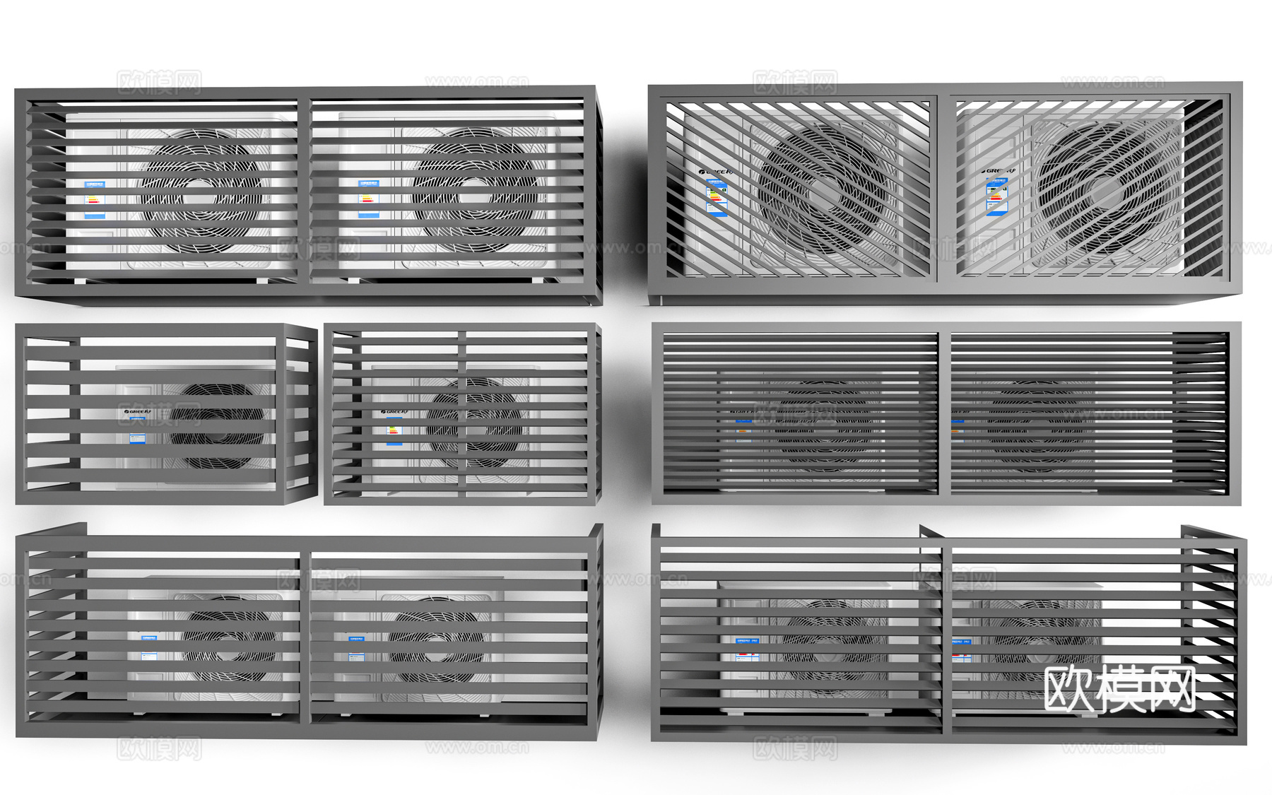 现代空调机位装饰架 空调外机装饰 空调位护栏su模型