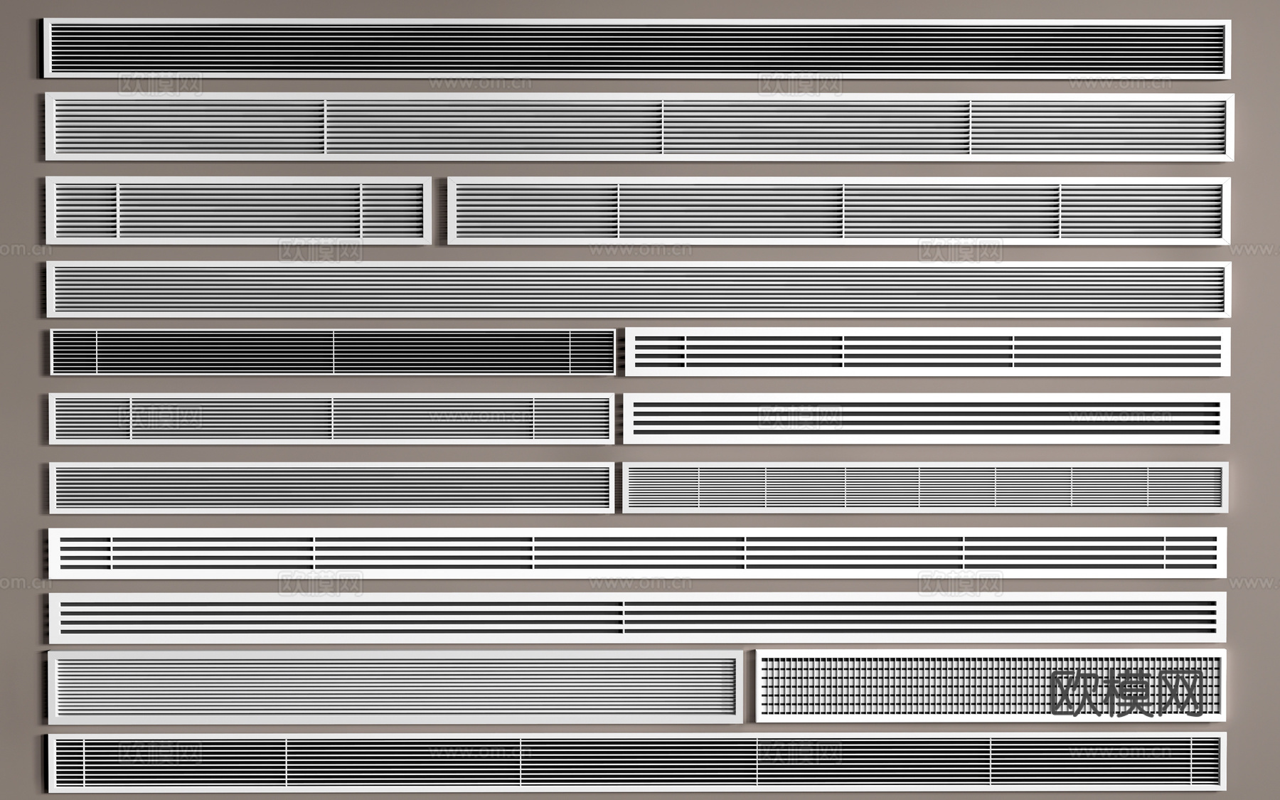 现代空调出风口 空调回风口 空调挂机 新风口su模型