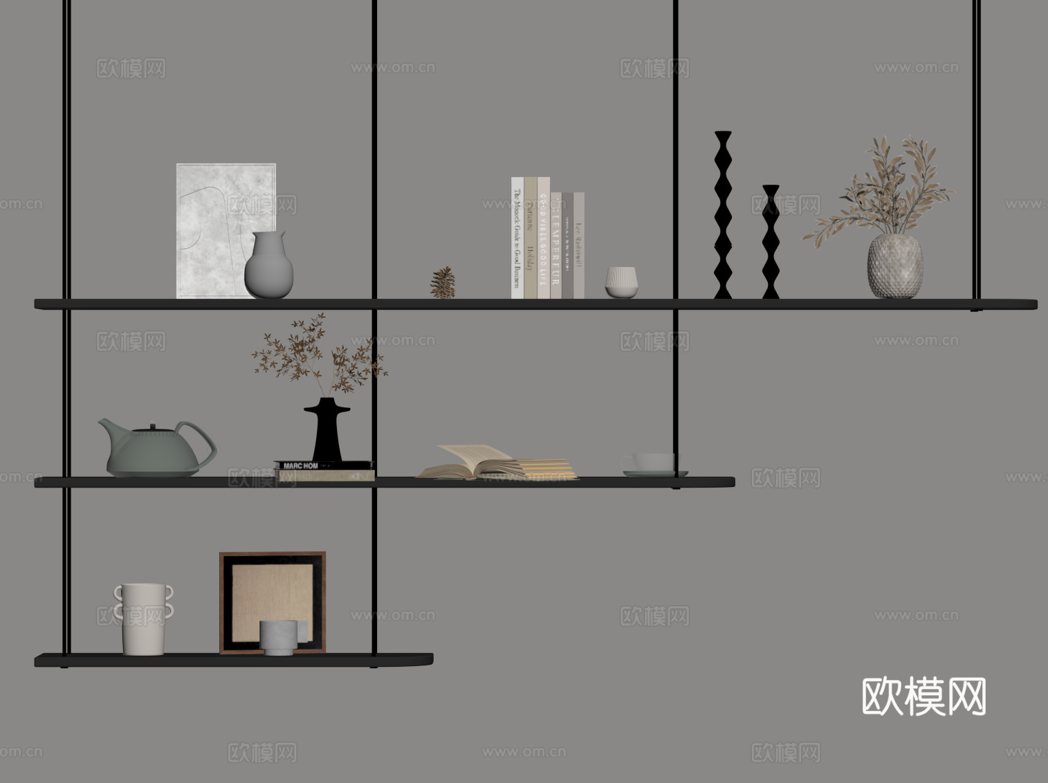 现代意式置物架su模型