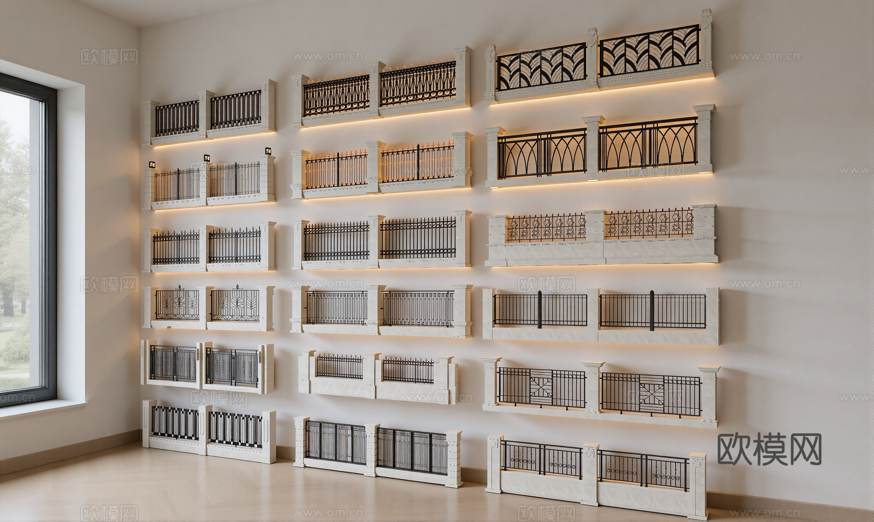室外围栏栏杆su模型