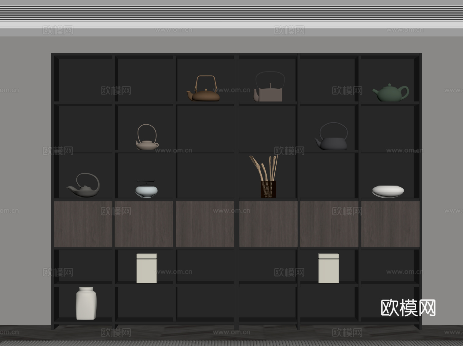 现代意式茶柜su模型