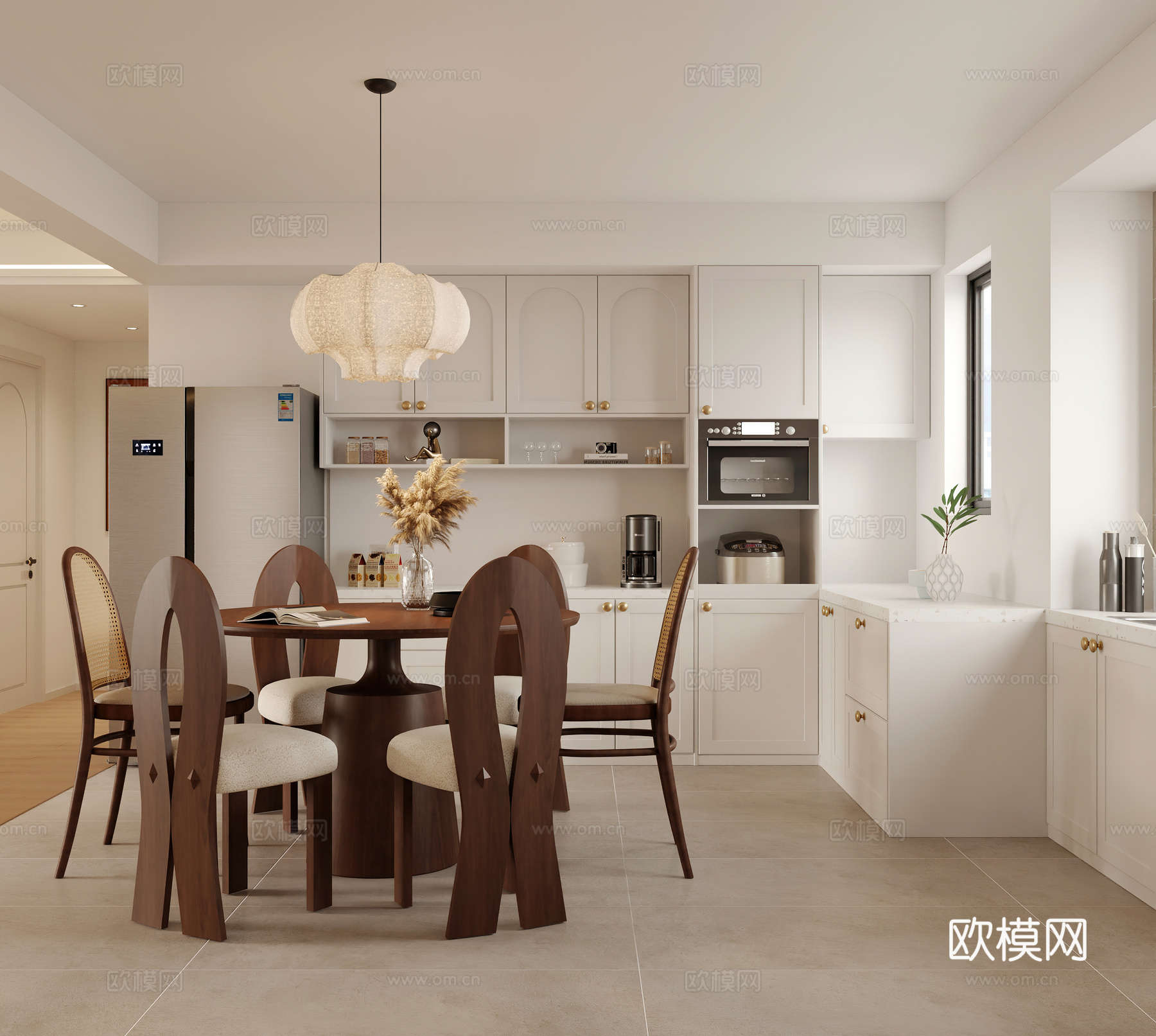 中古风客餐厅 开放厨房3d模型下载（渲染图7）
