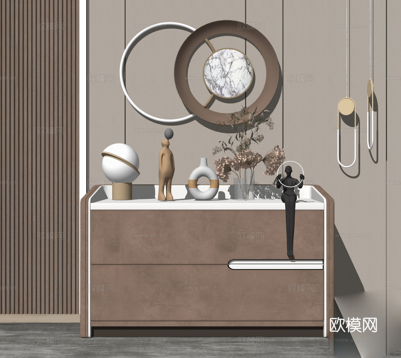 摆件 玄关柜 陈设饰品 大门 大门 入户门 客厅 家装 玄关su模型