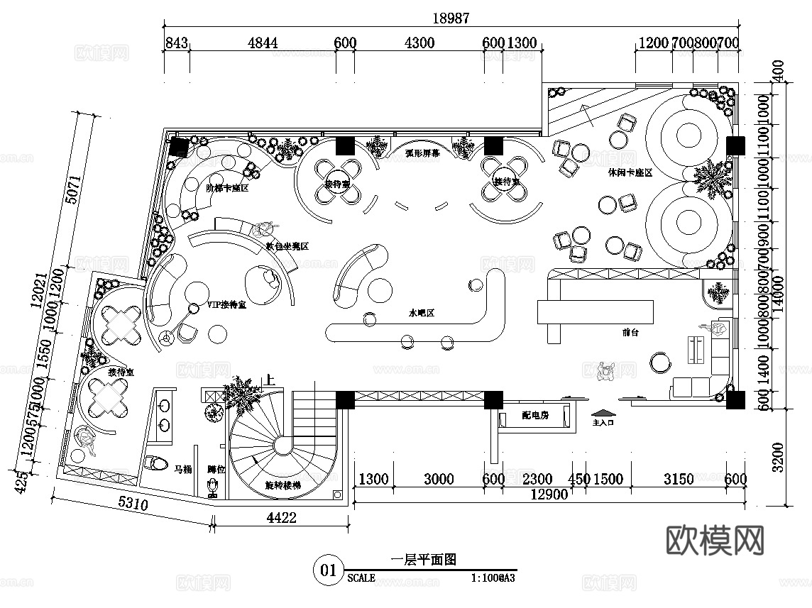 两层办公室 最新平面施工图合集cad施工图