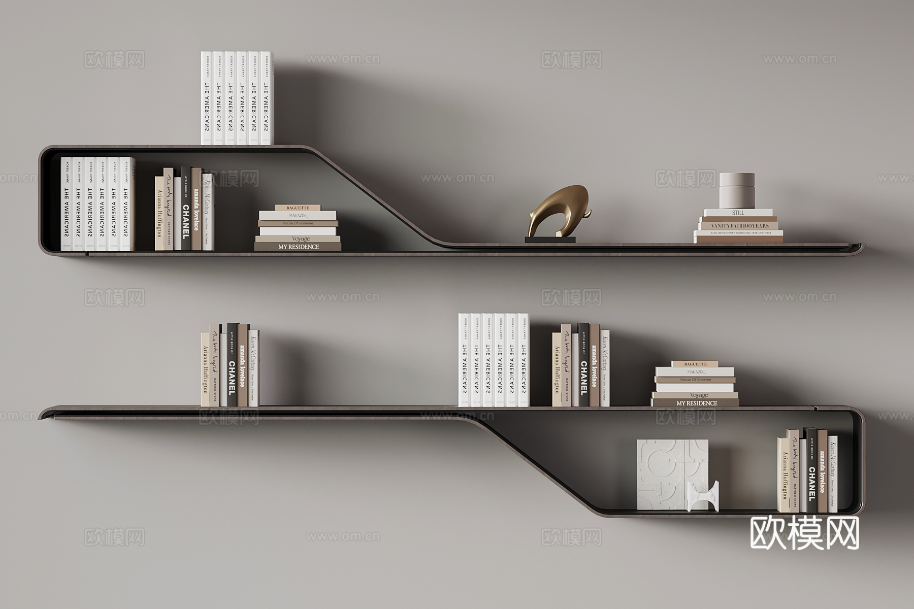 现代意式置物架 书架su模型