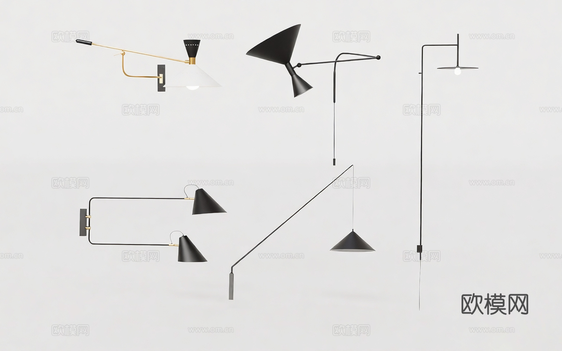 现代极简线性壁灯 轨道壁灯 可调角度壁灯​ 酒店风 商业空间su模型