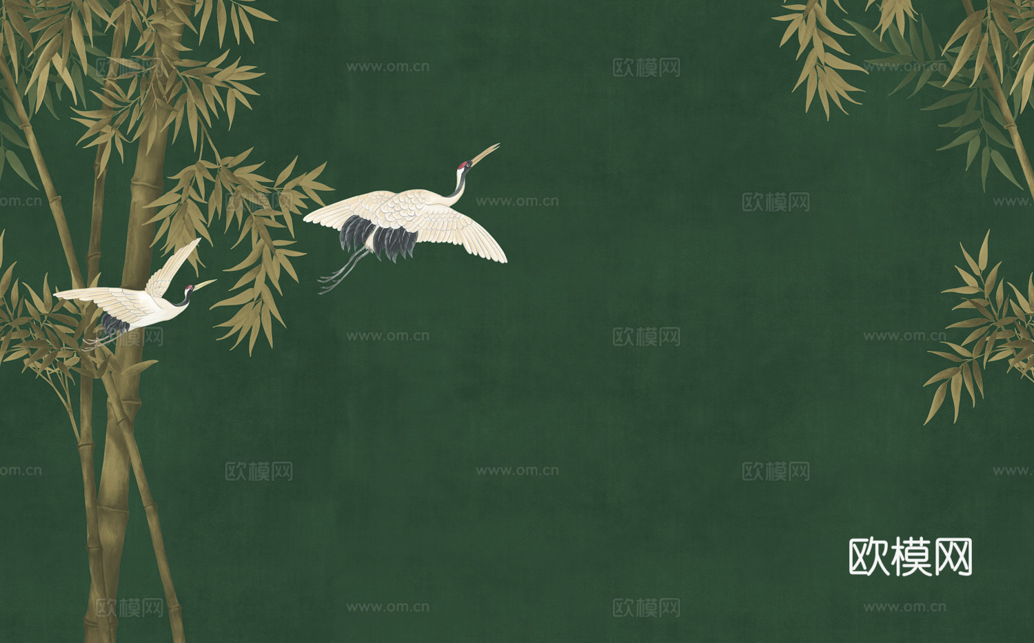 中式新中式花鸟植物壁纸壁画装饰画