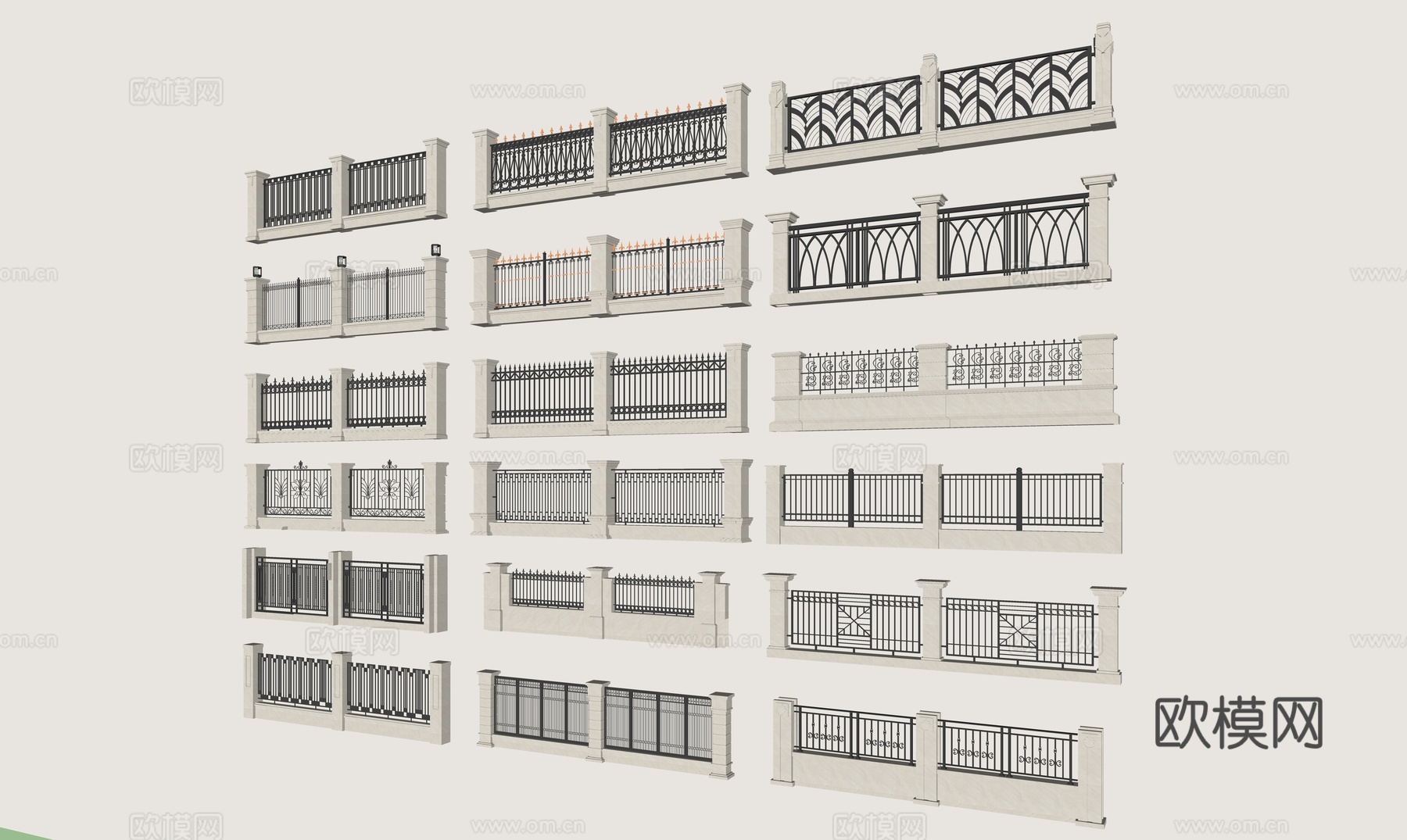 室外围栏栏杆su模型