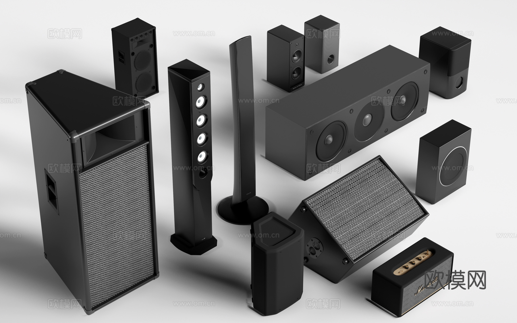 现代落地音响 壁挂音箱 扩音器su模型