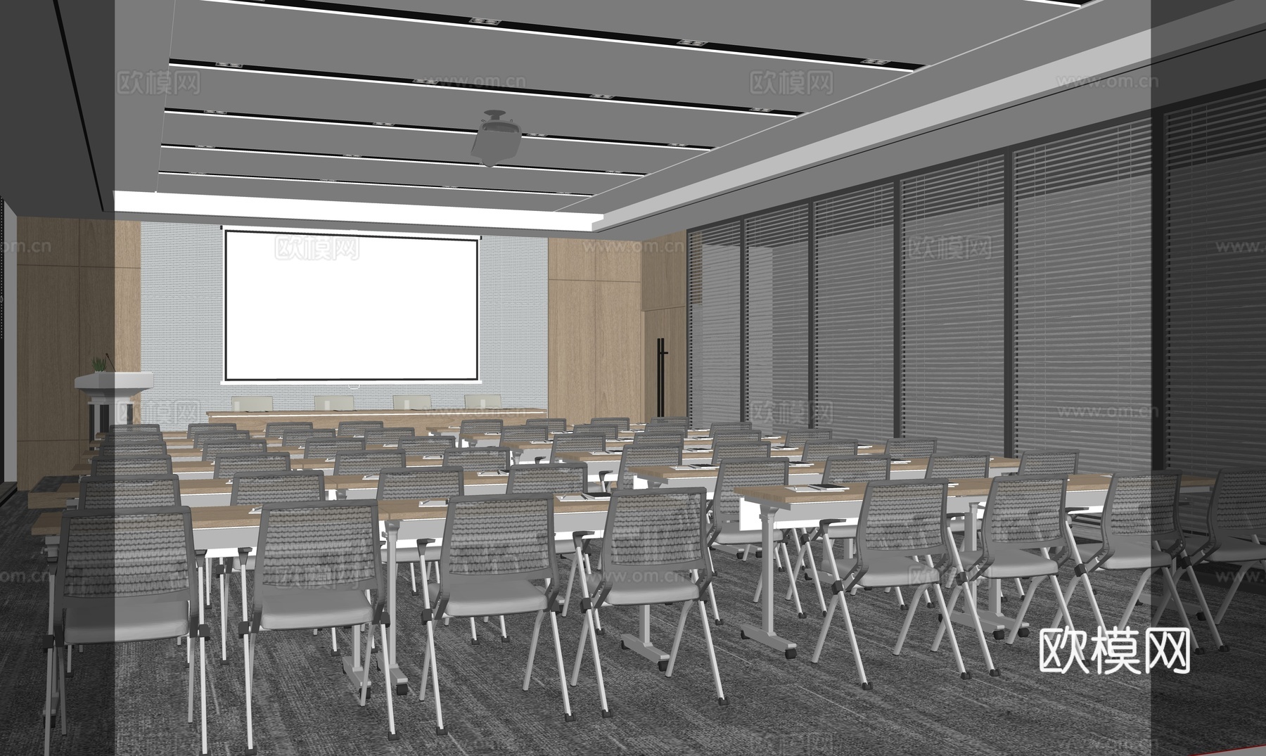 现代会议室su模型