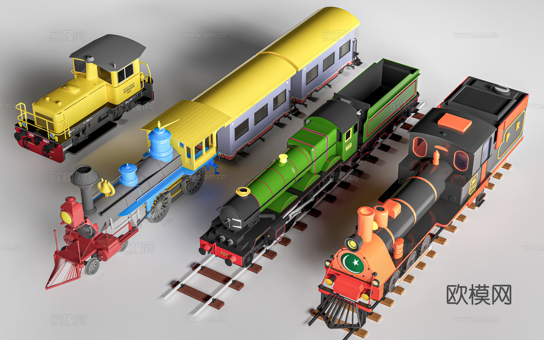 现代火车头 商场小火车 观光小火车 无轨小火车su模型