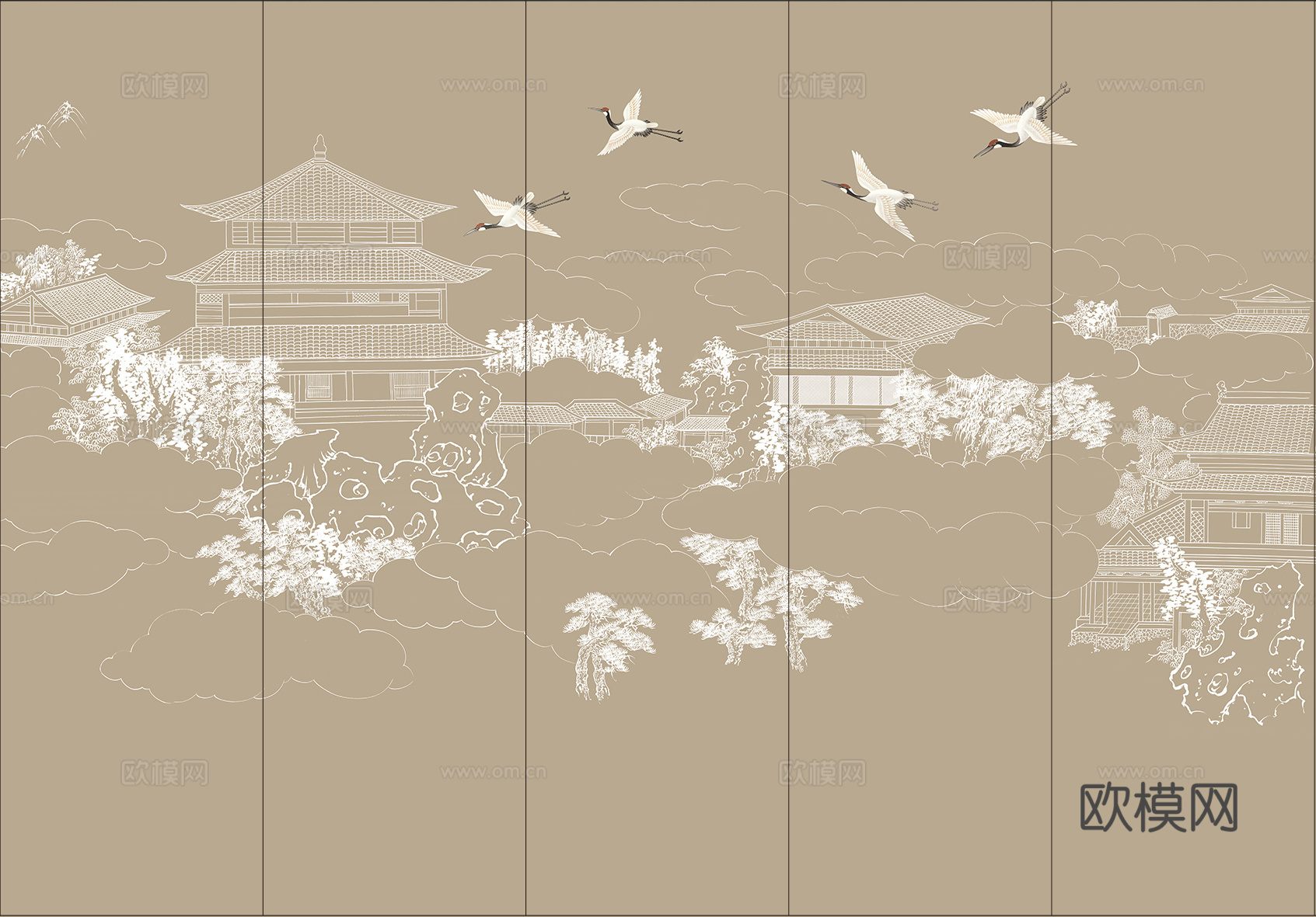 中式新中式花鸟植物壁纸壁画装饰画下载