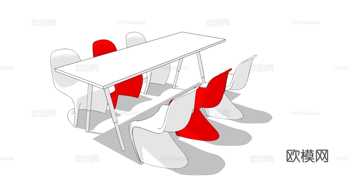 员工办公桌 办公椅 会议桌su模型