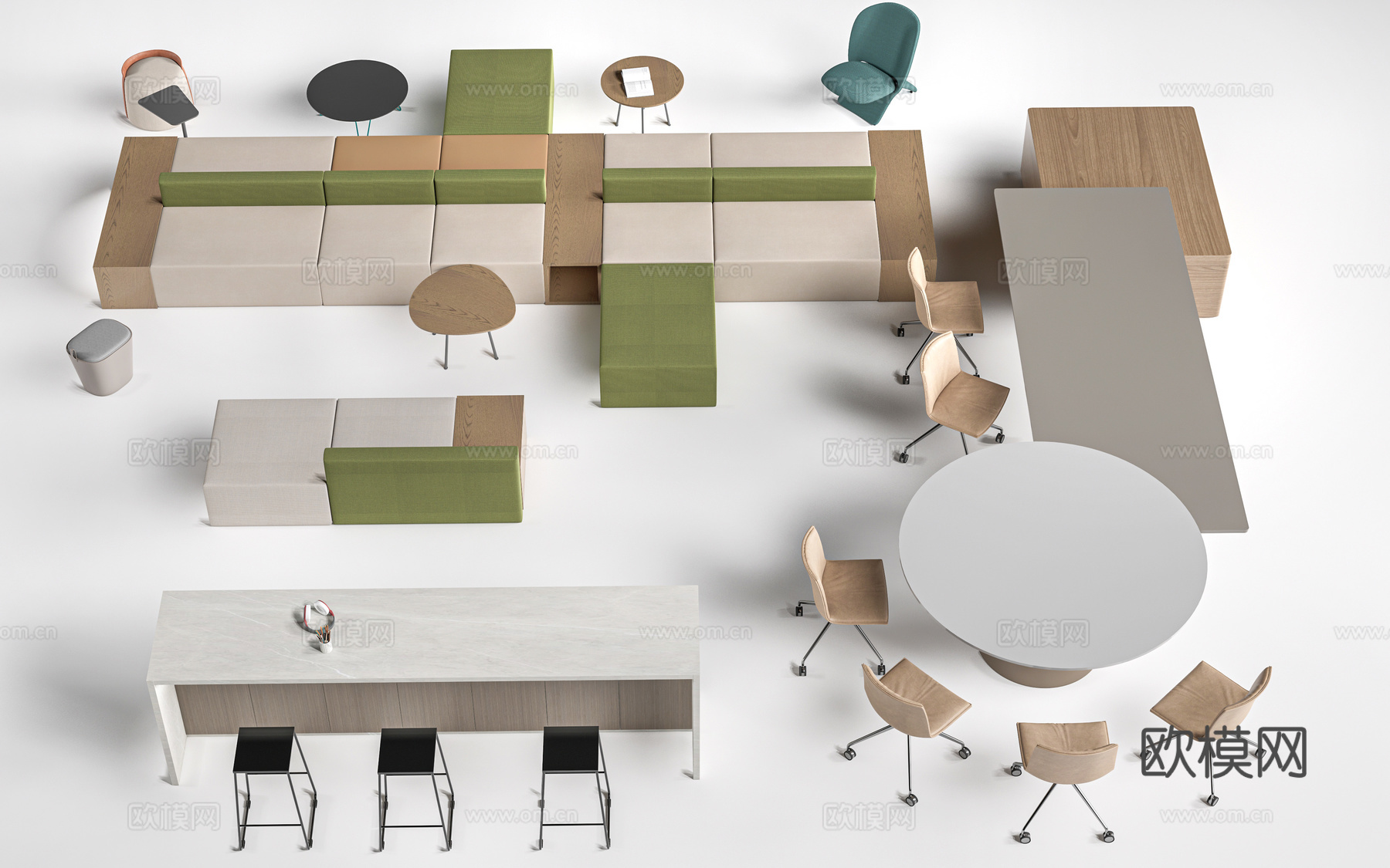 现代茶水间桌椅 公司休息区桌椅 吧台桌椅 休闲桌椅su模型