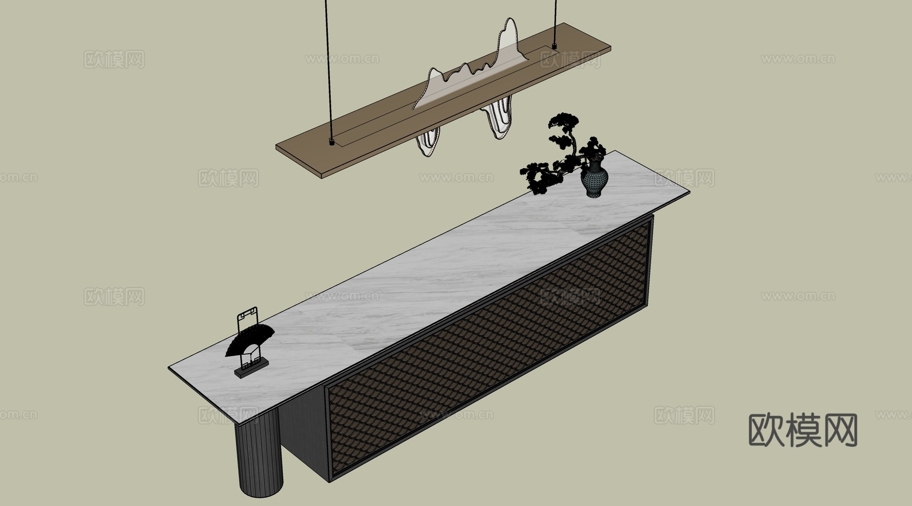 现代酒店吧台 休闲吧台 工装吧台 售楼部吧台su模型