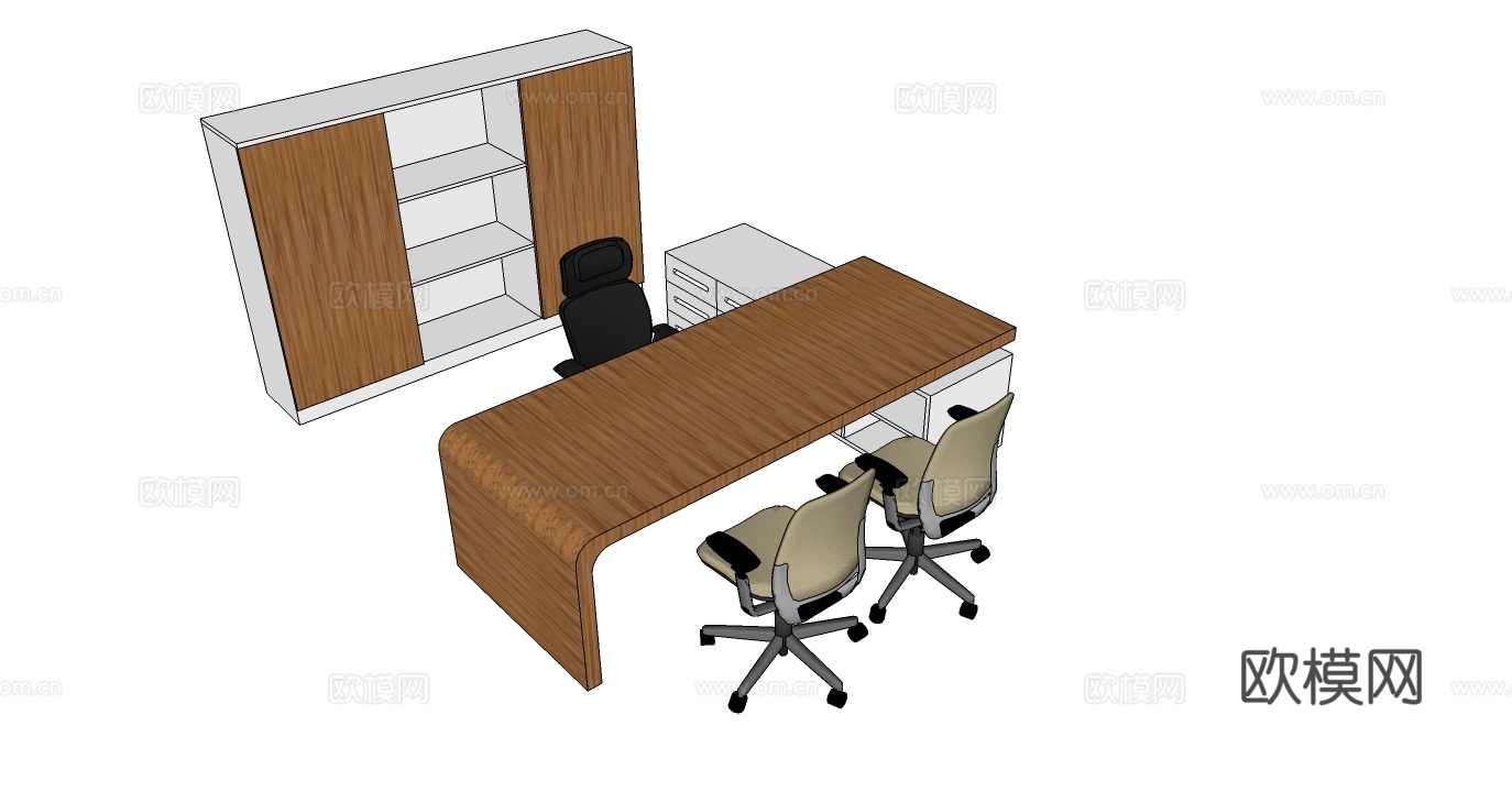 办公桌 办公椅 文件柜免费su模型