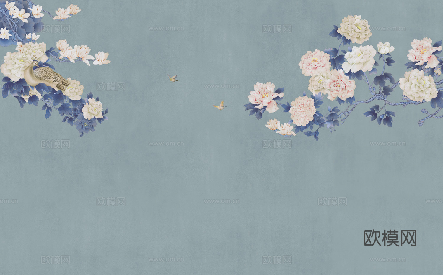 中式新中式花鸟植物壁纸壁画