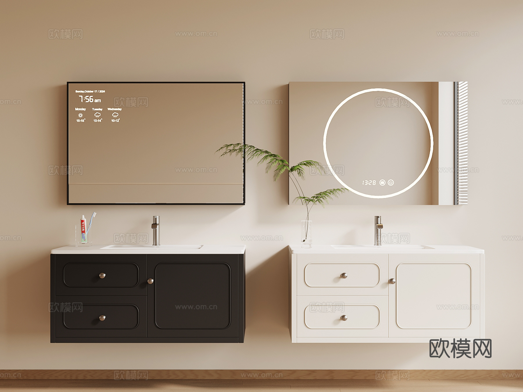 现代意式浴室柜su模型