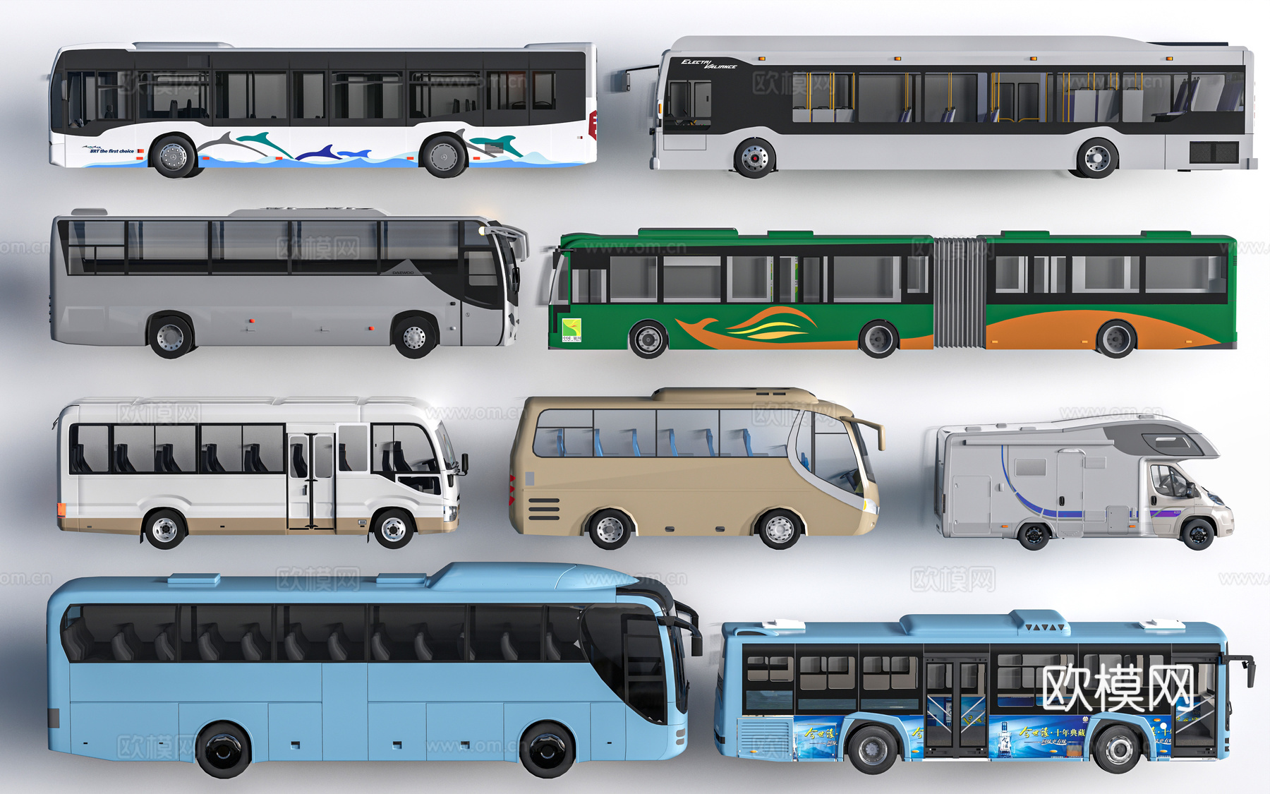 现代大巴车 公交车 中巴车 巴士su模型