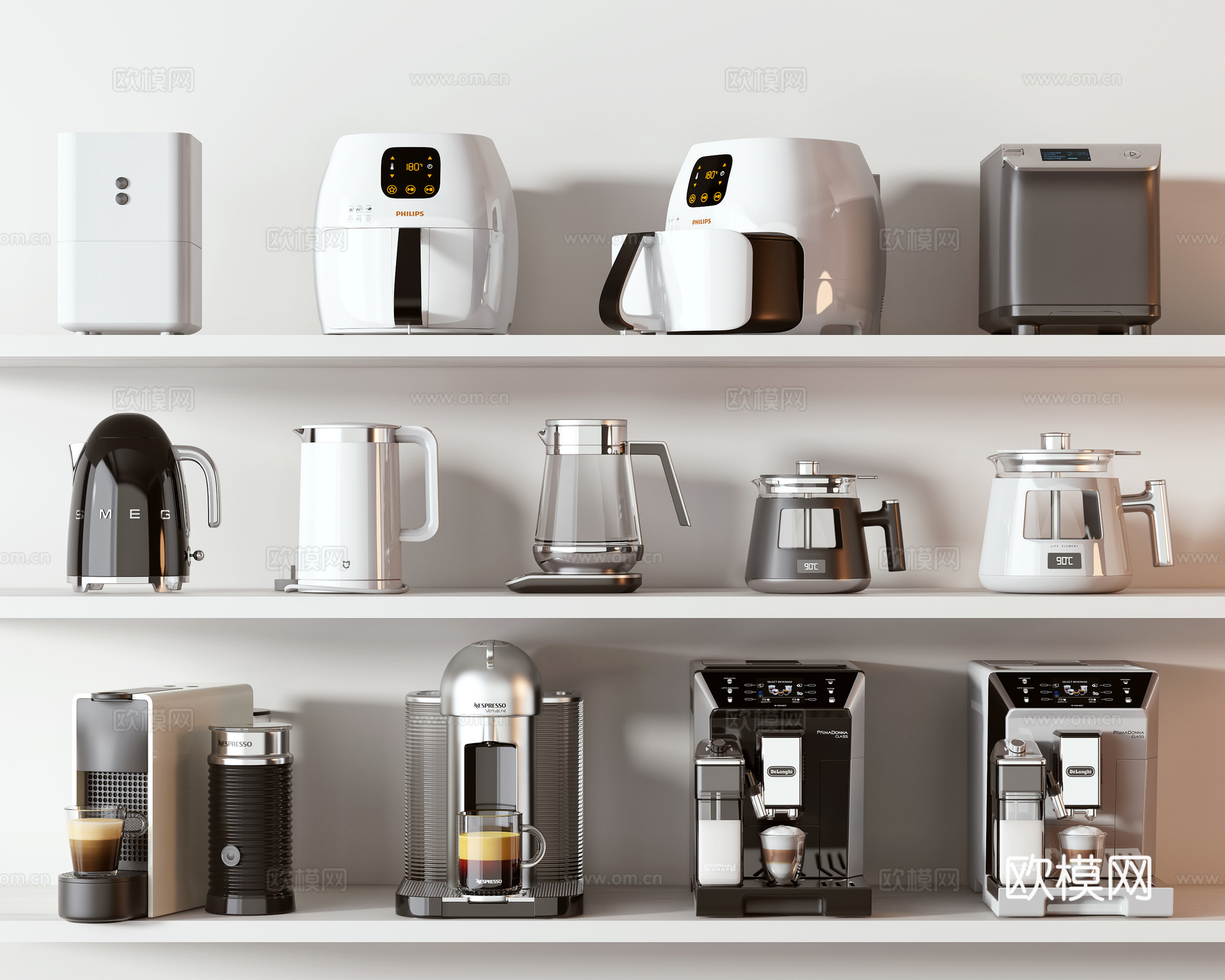 现代电器家电 咖啡机 电水壶 面包机 净化器3d模型下载