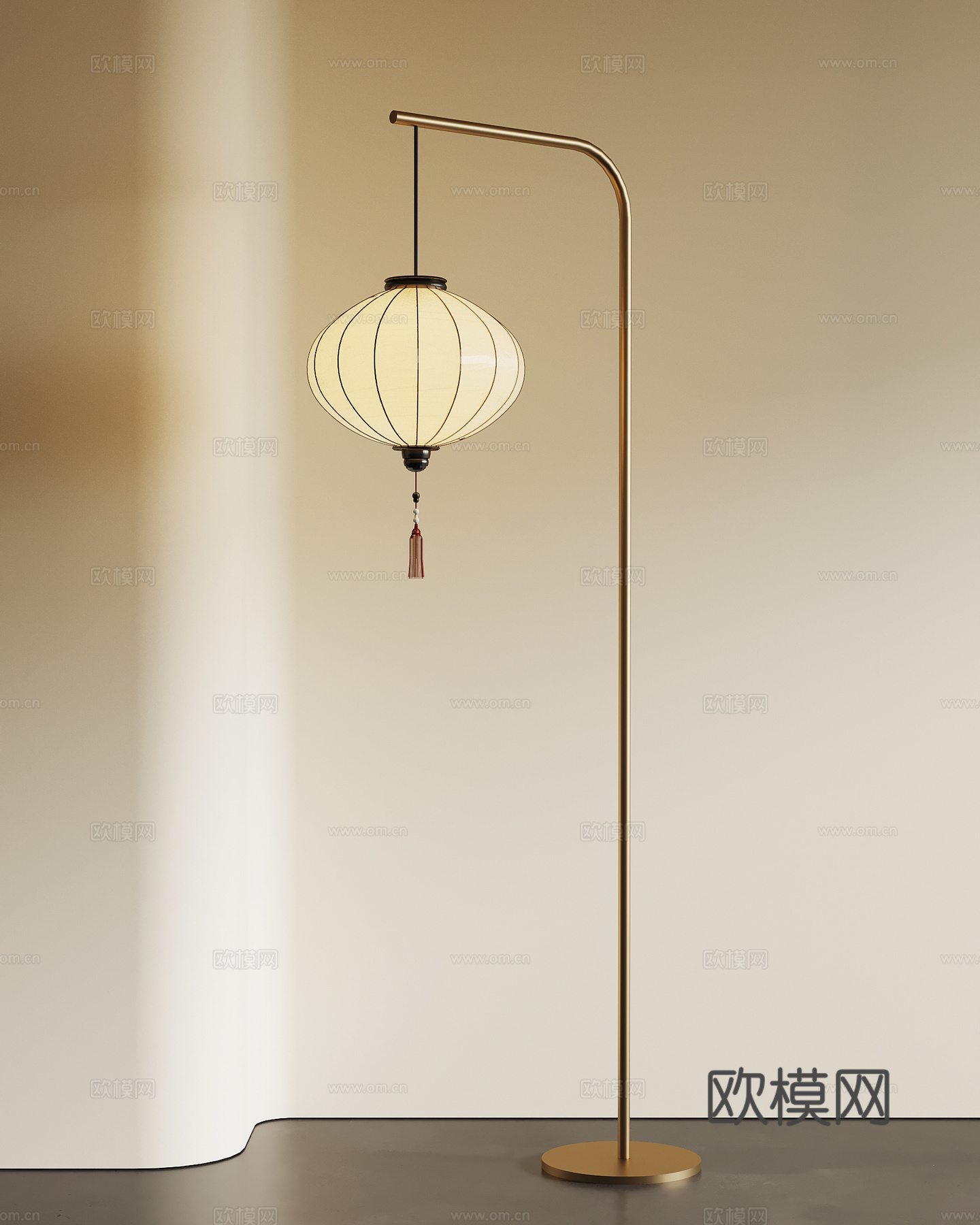 新中式落地灯 灯笼落地灯su模型