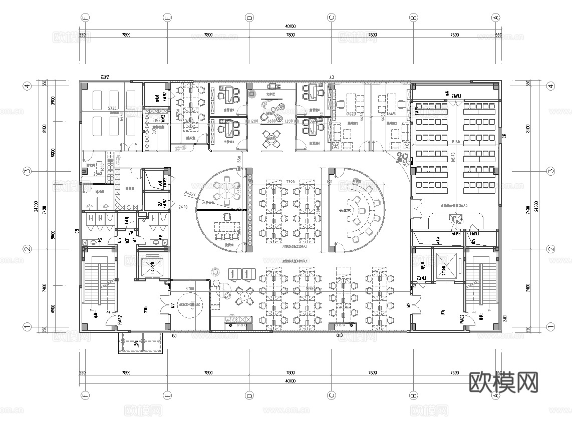 900平办公室 最新平面施工图合集cad施工图