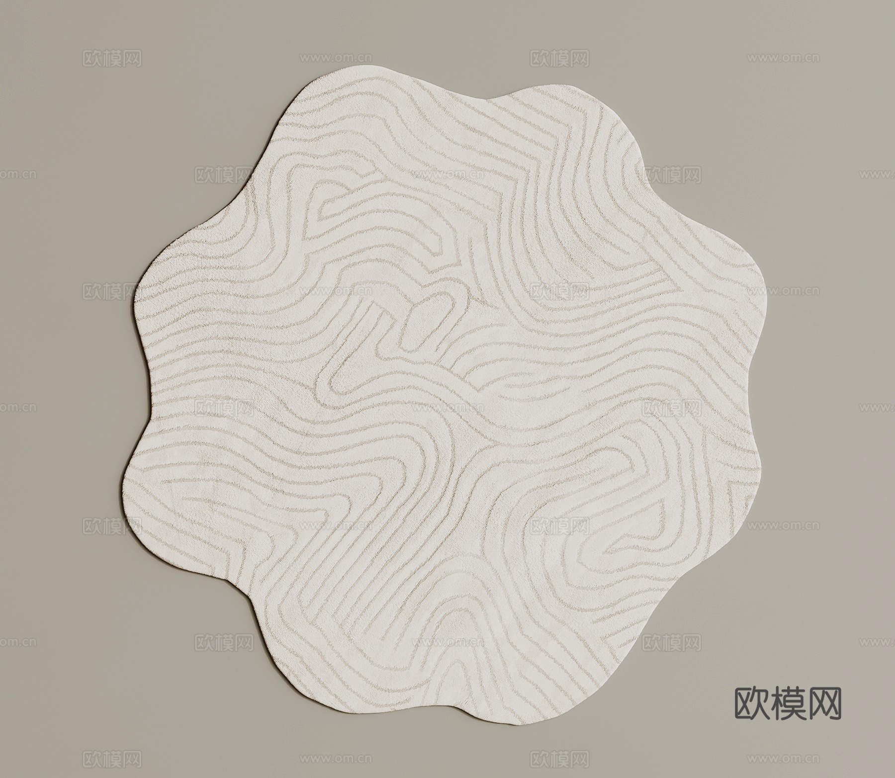 现代奶油风地毯 异形地毯su模型