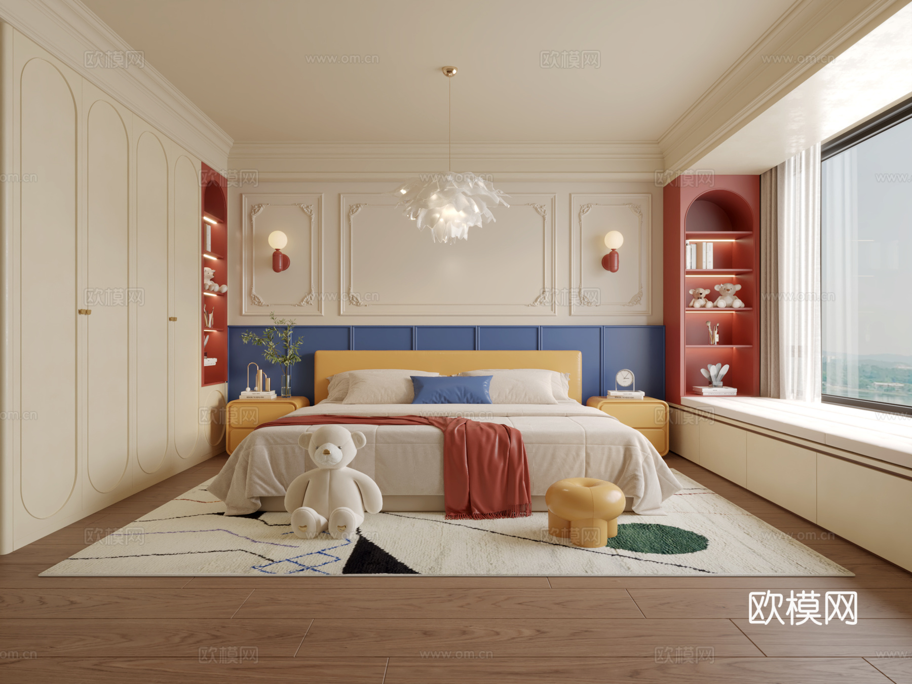 法式多巴胺儿童房3d模型下载（渲染图1）
