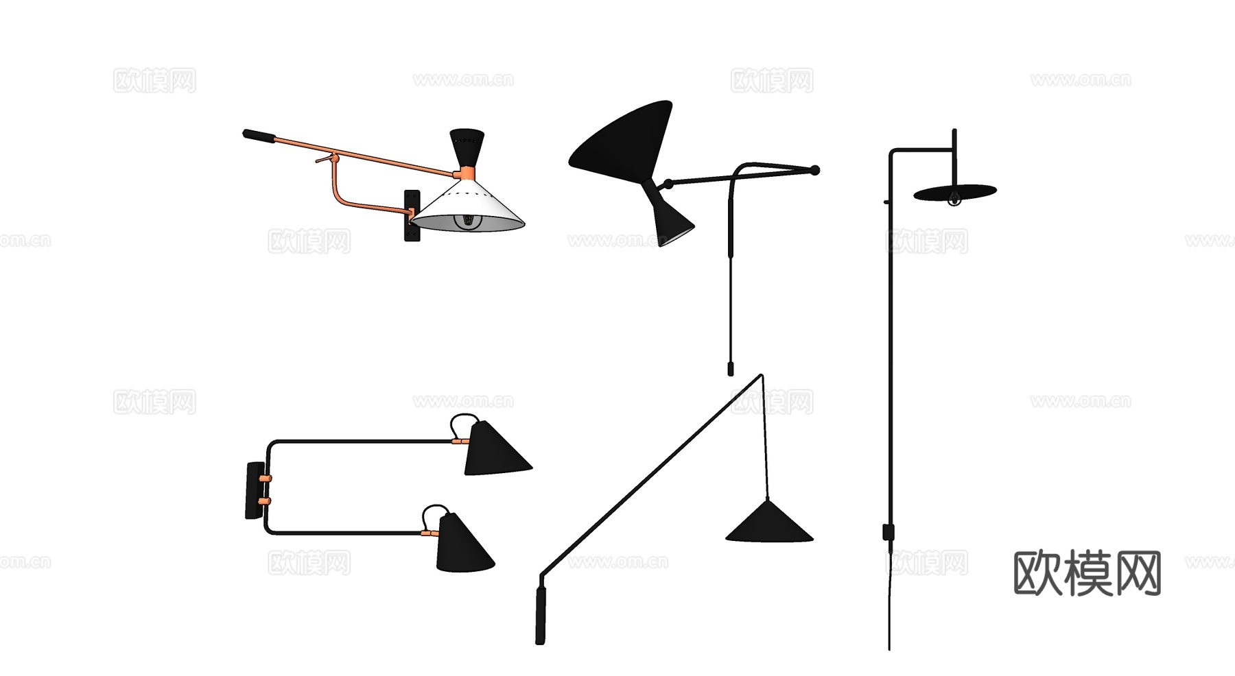 现代极简线性壁灯 轨道壁灯 可调角度壁灯​ 酒店风 商业空间su模型