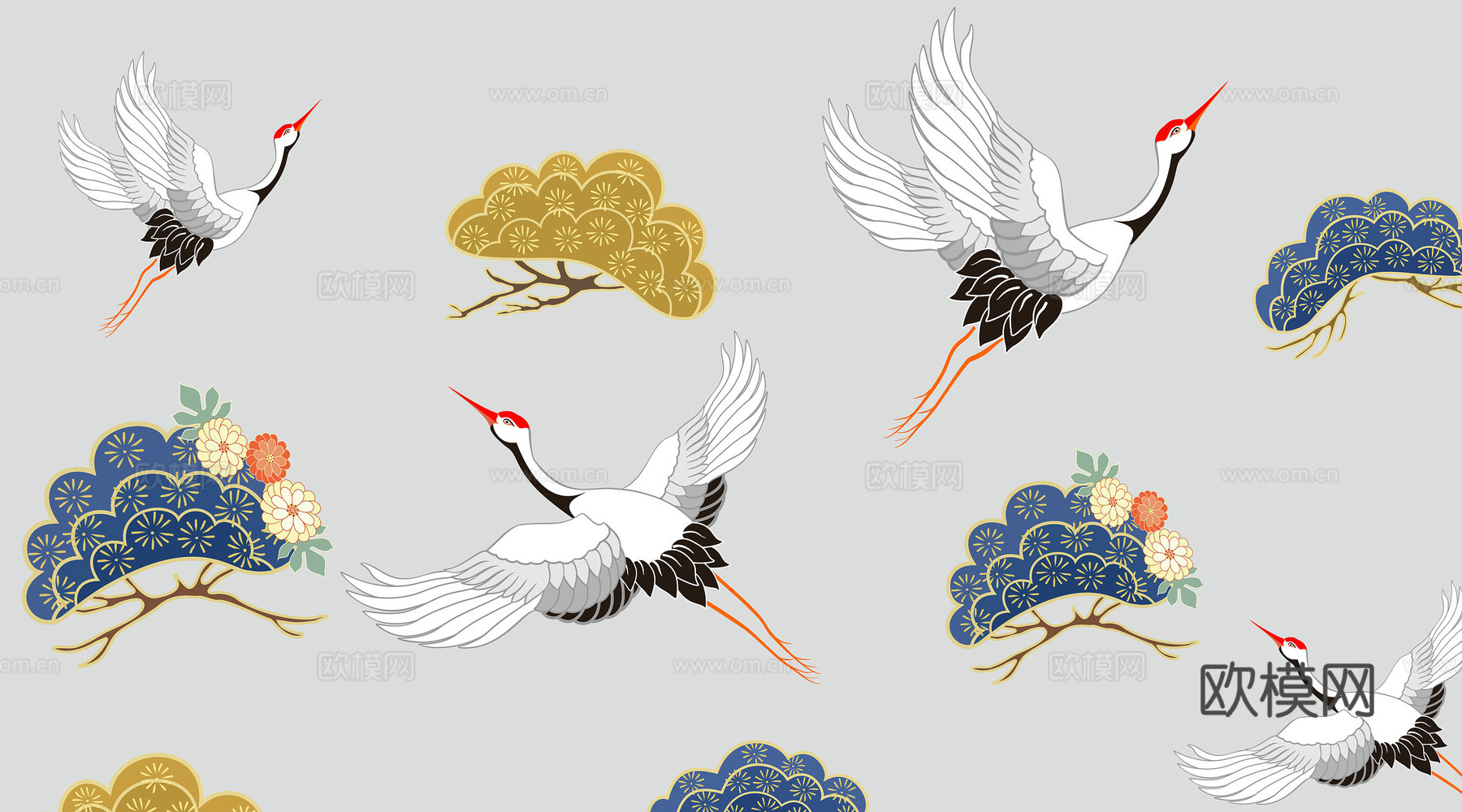 中式新中式花鸟植物壁纸壁画下载