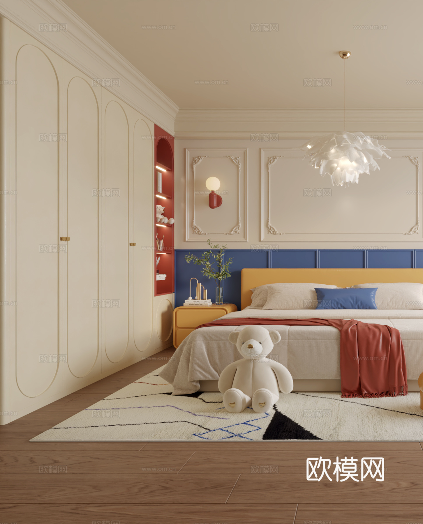法式多巴胺儿童房3d模型下载（渲染图2）