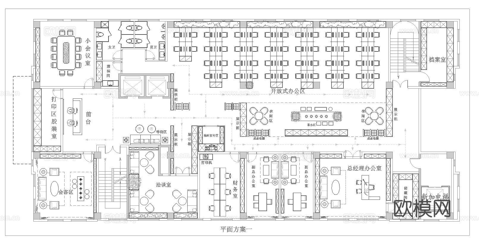 1000平办公室 最新平面施工图合集cad施工图