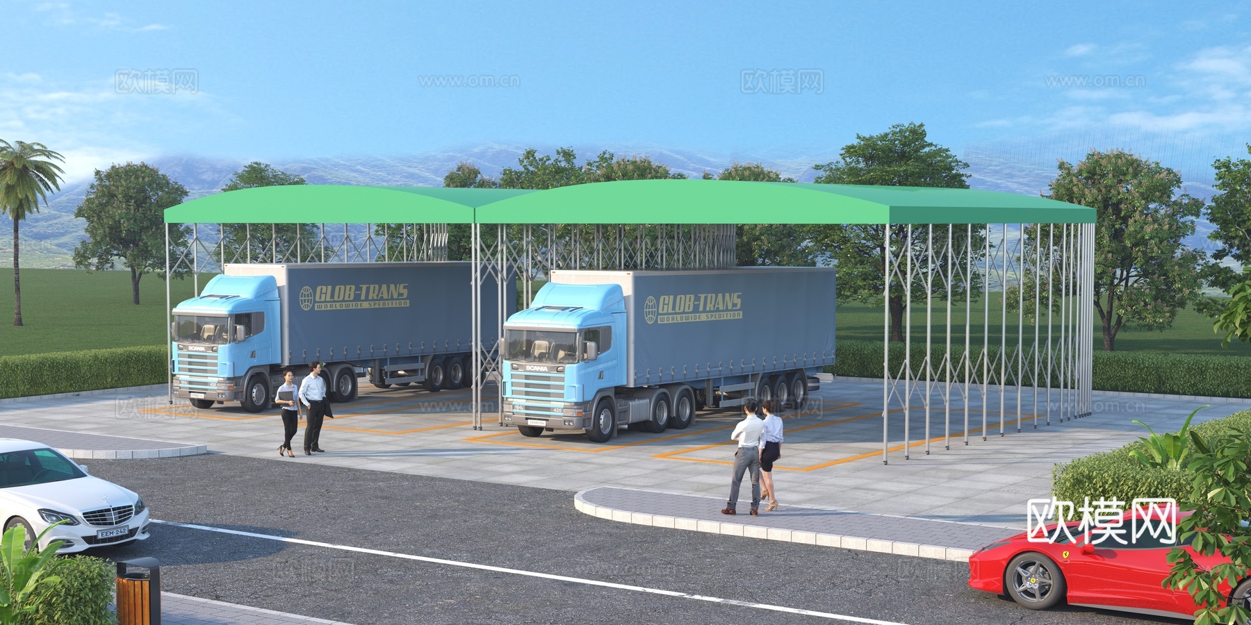 停车棚 建筑 方案3d模型下载