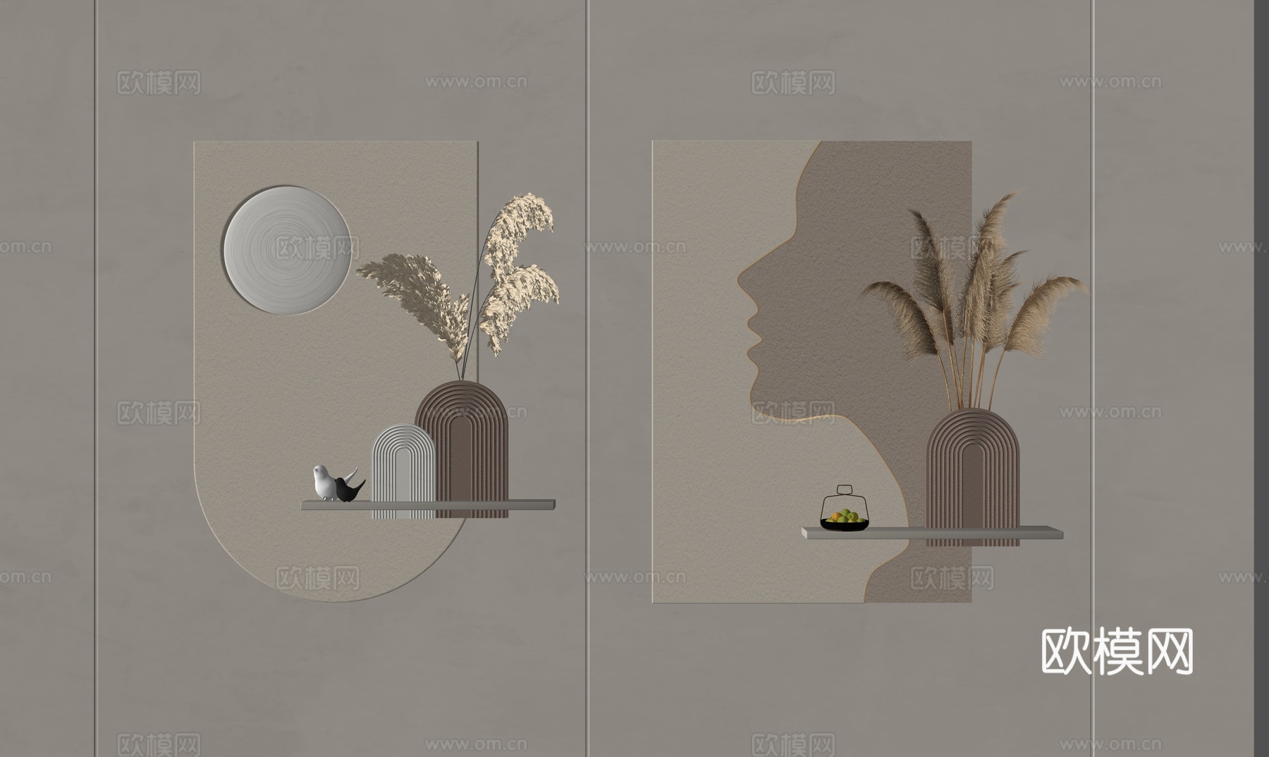 现代网红立体挂画su模型