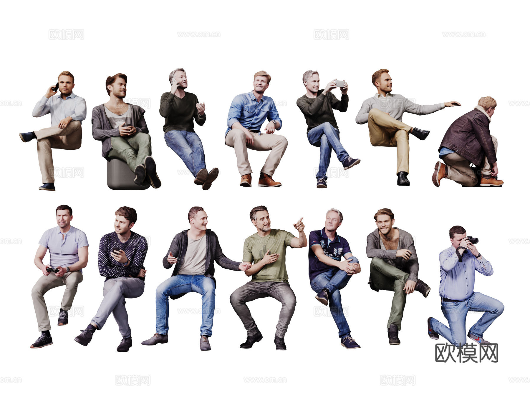 现代人物 男人 女人 商务人物 休闲人物 人物组合3d模型下载