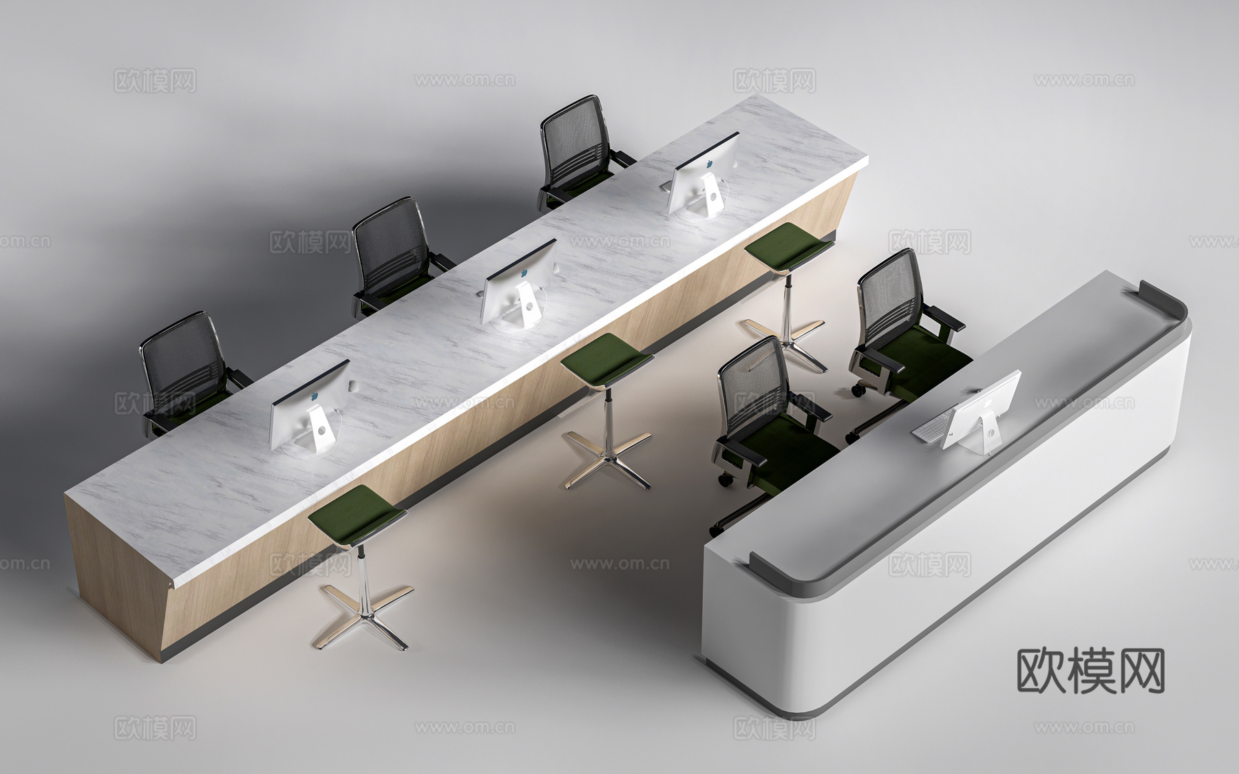 现代吧台 服务台 接待台 前台su模型