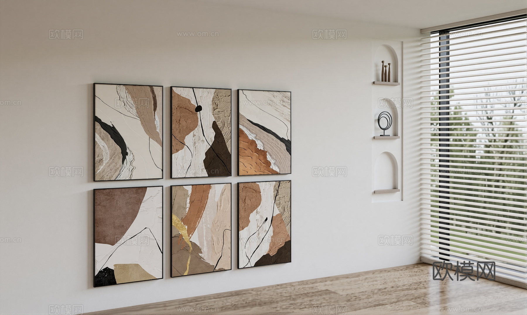 现代挂画组合su模型