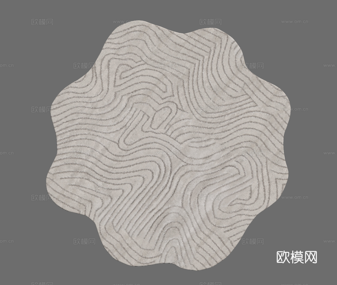 现代奶油风地毯 异形地毯su模型
