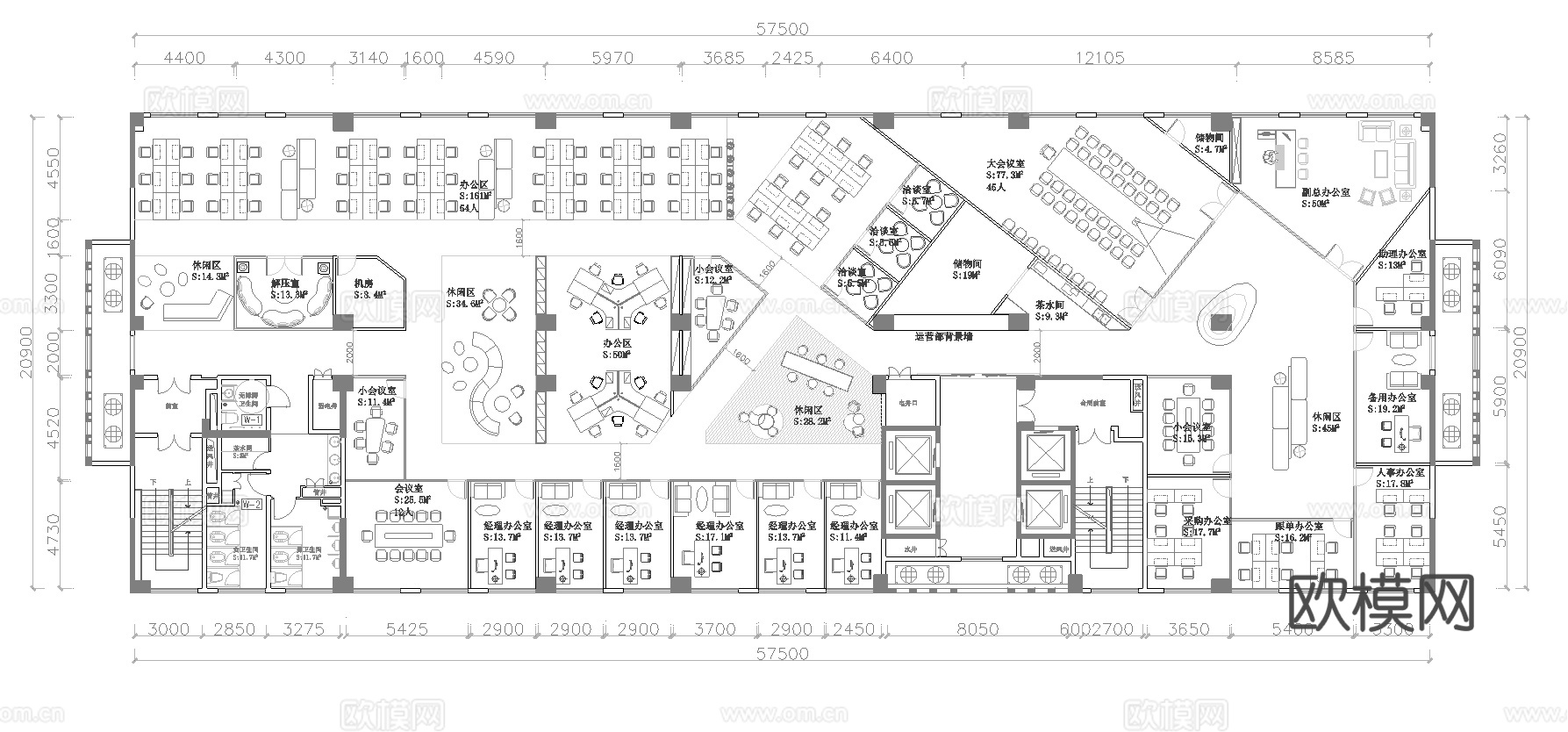 900平办公室 最新平面施工图合集cad施工图