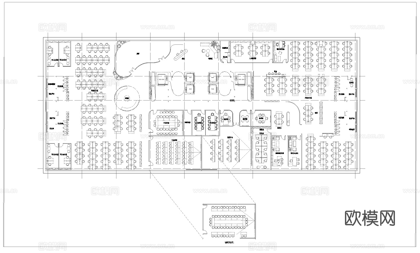 1100平办公室 最新平面施工图合集cad施工图
