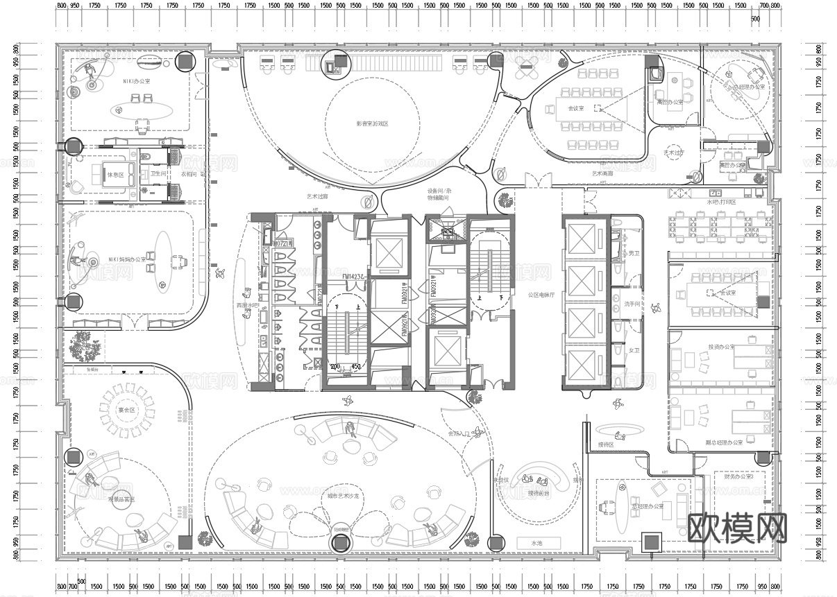700平办公室 最新平面施工图合集cad施工图