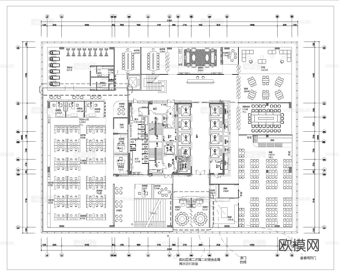 1000平办公室 最新平面施工图合集cad施工图