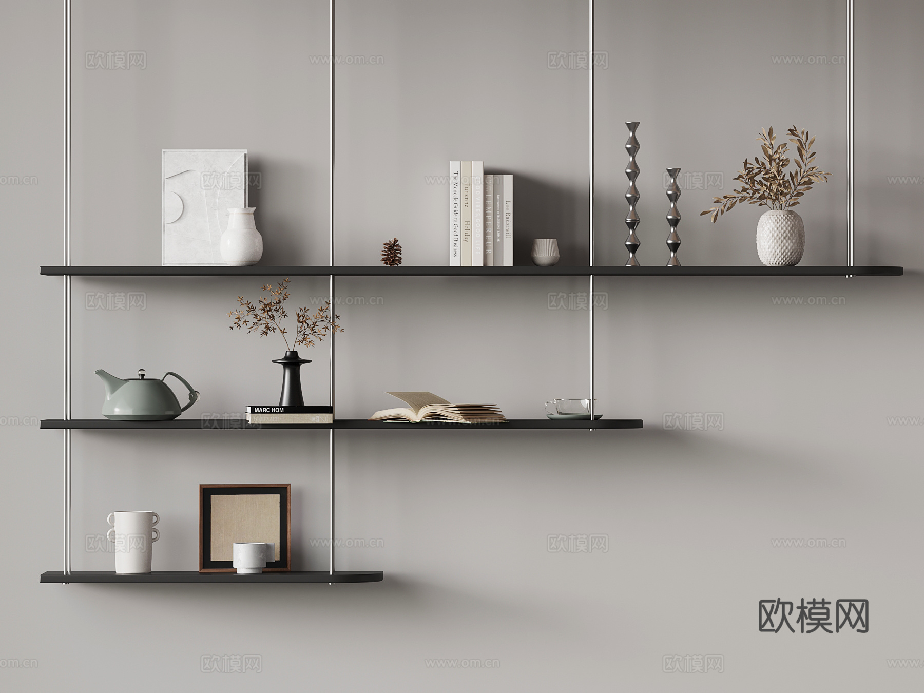 现代意式置物架su模型
