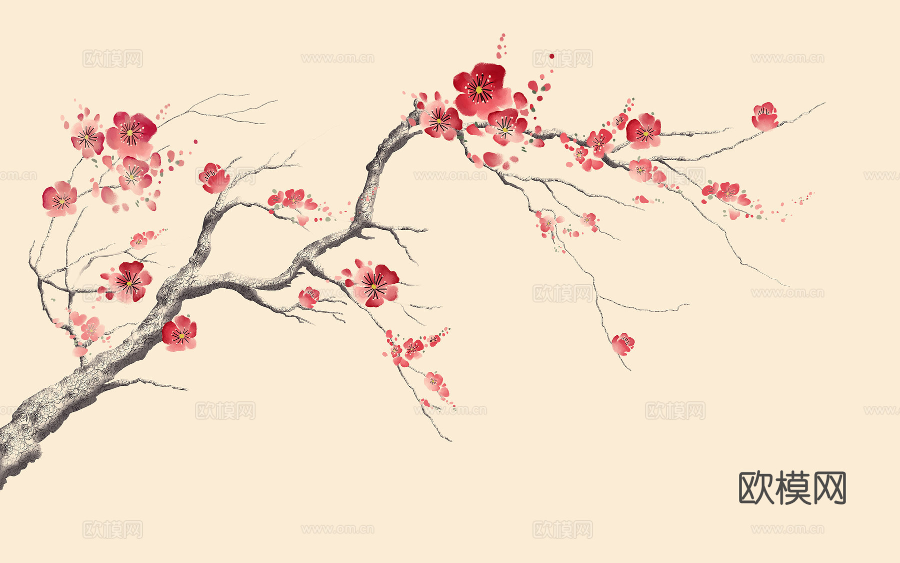 中式新中式花鸟植物壁纸壁画下载