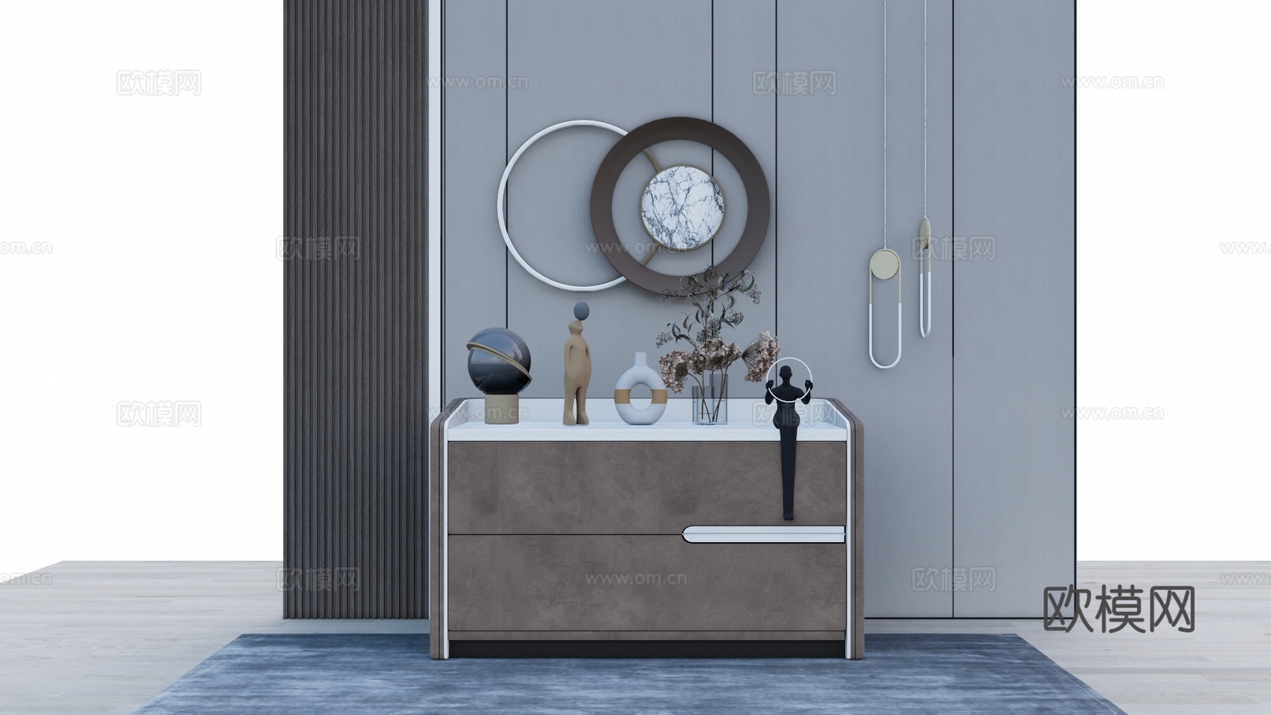 摆件 玄关柜 陈设饰品 大门 大门 入户门 客厅 家装 玄关su模型