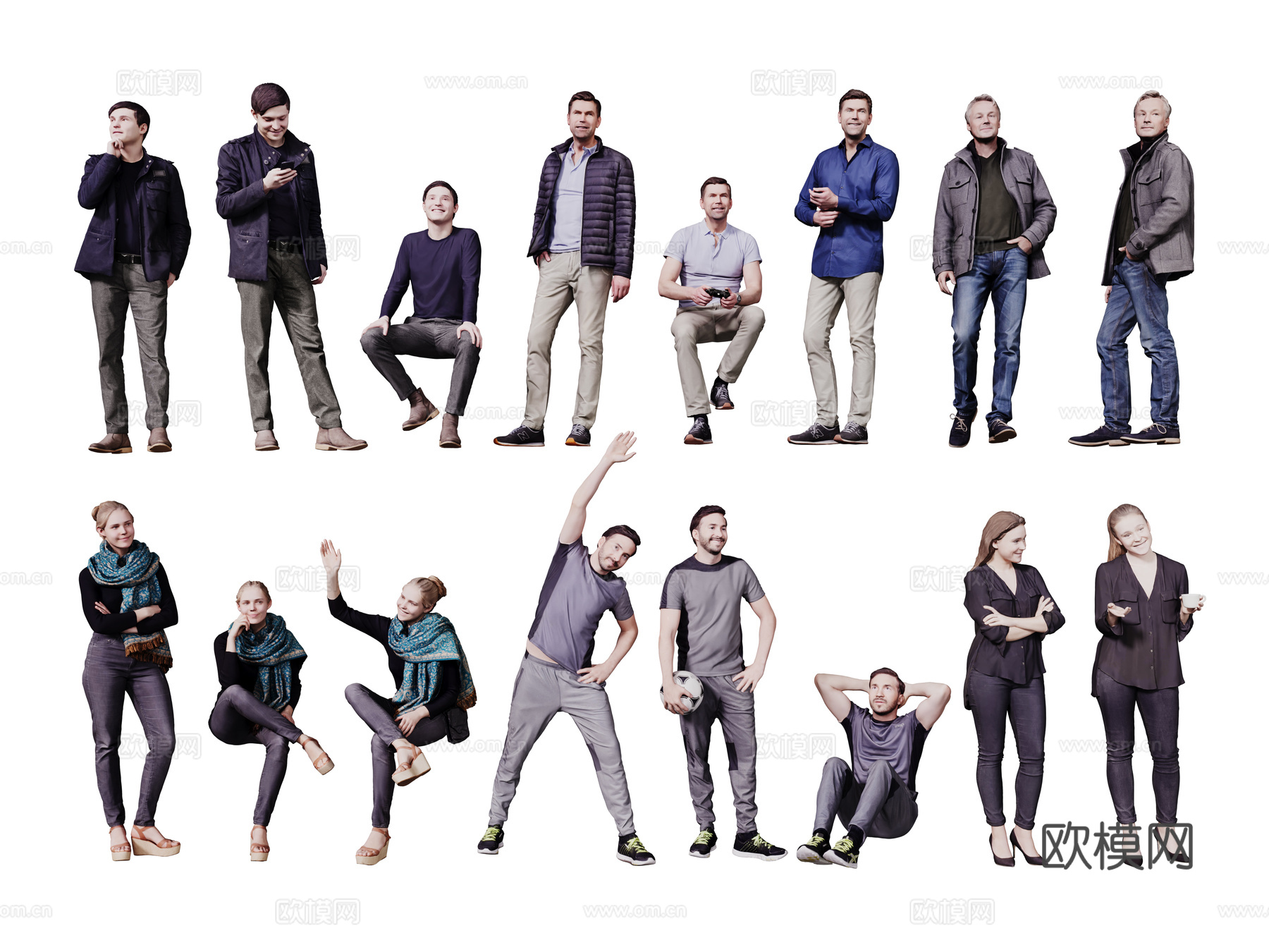 现代人物 男人 女人 商务人物 休闲人物 人物组合su模型