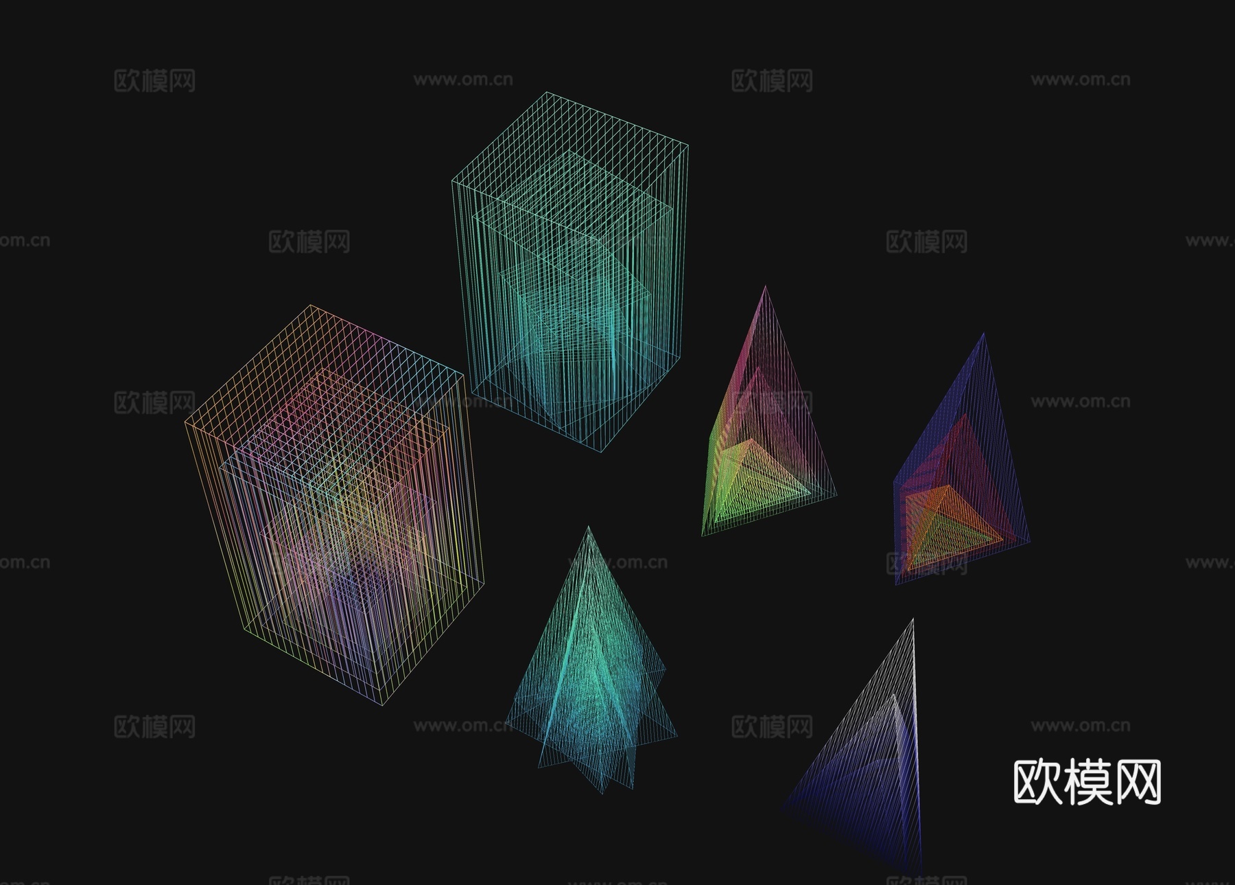 景观雕塑 景观小品 彩色雕塑 线条小品 拉线雕塑 艺术雕塑su模型