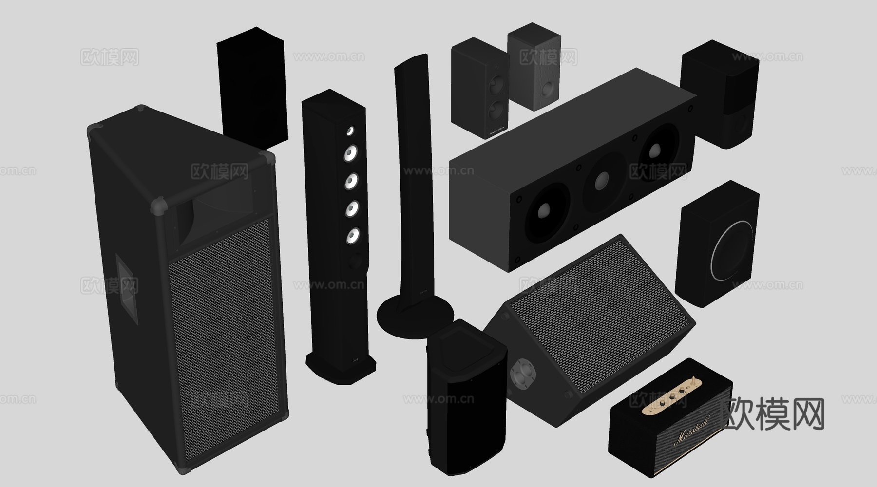 现代落地音响 壁挂音箱 扩音器su模型