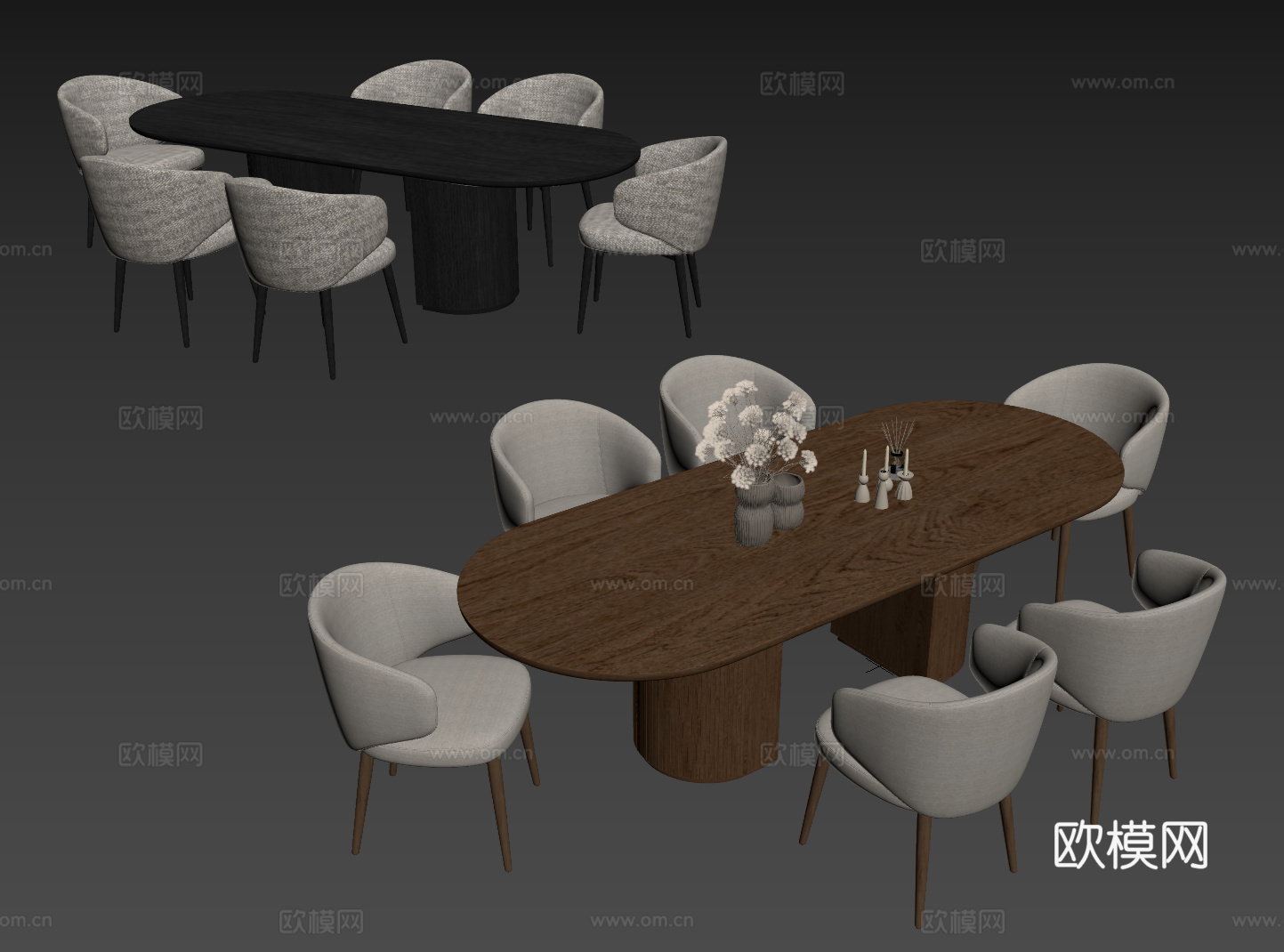 中古桌椅组合 餐桌组合 餐桌 长桌 休闲桌椅su模型
