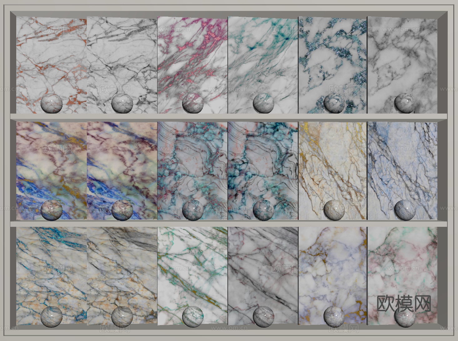 北欧轻奢石材 彩色大理石 纹路石材 岩板 奢石su模型